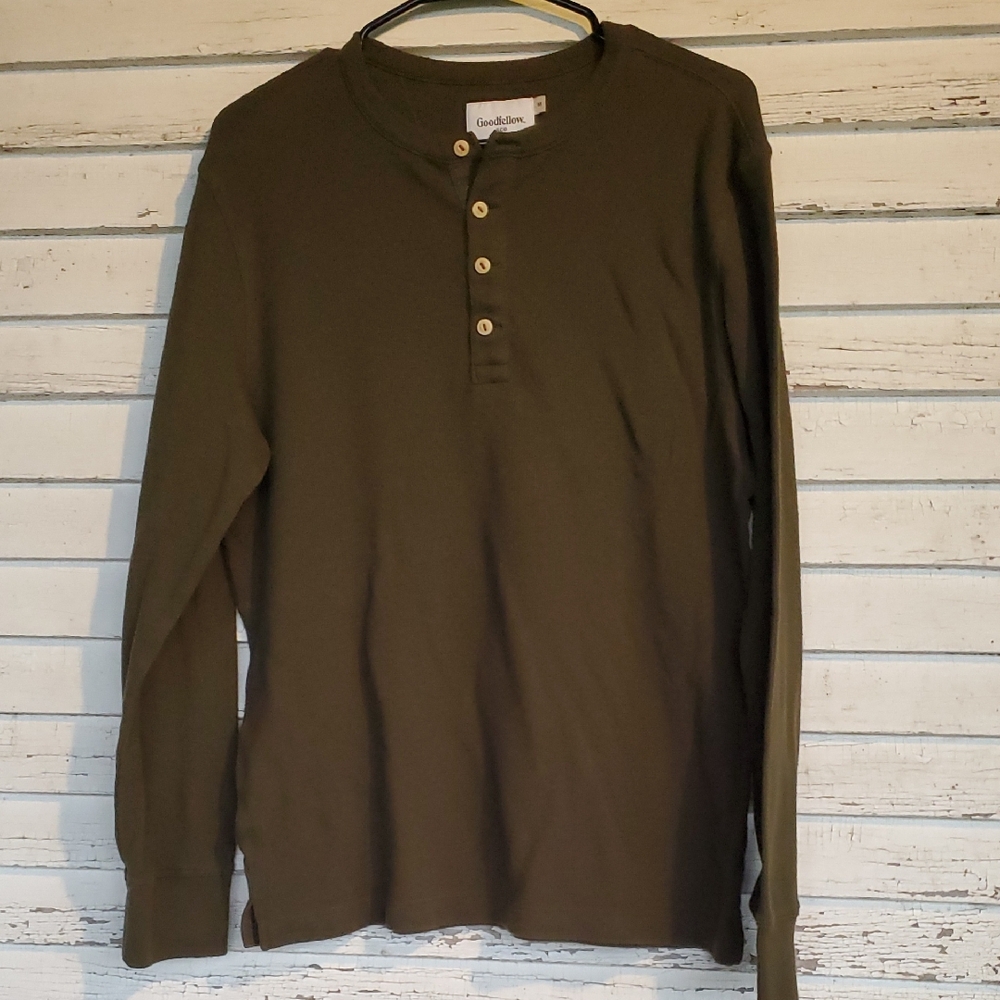 Goodfellow & Co Dark Olive Long Sleeve Henley